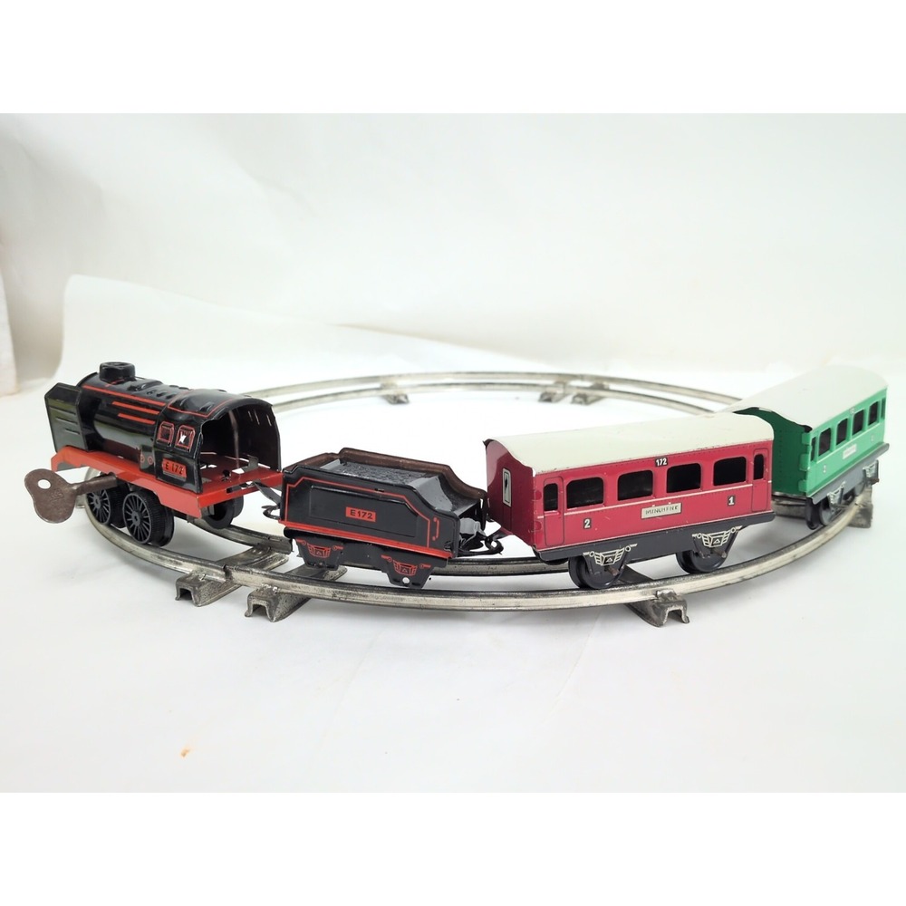 Antique Karl Bub West Germany DRGM Clockwork Wind Up Tin Train Set Locomotive